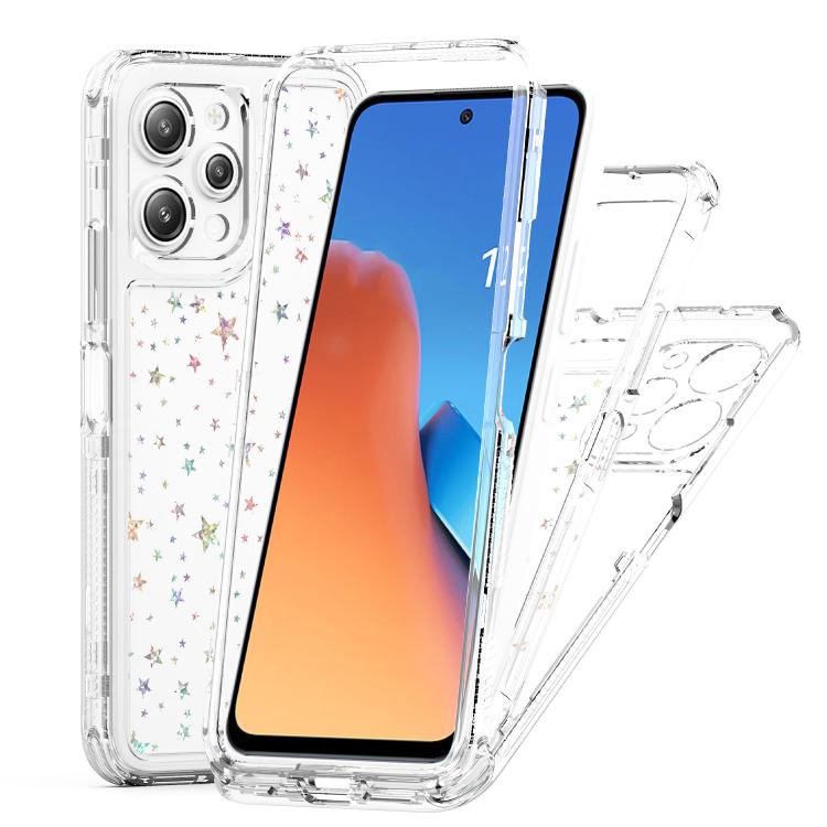 For Redmi 12 5G / 4G Transparent Acrylic Laser Paper Phone Case