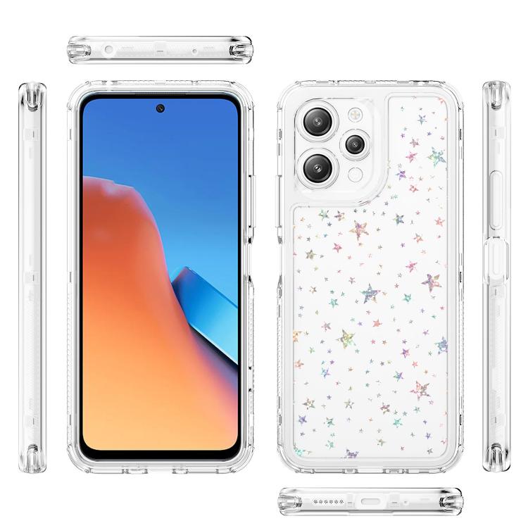 For Redmi 12 5G / 4G Transparent Acrylic Laser Paper Phone Case