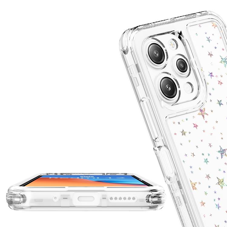 For Redmi 12 5G / 4G Transparent Acrylic Laser Paper Phone Case