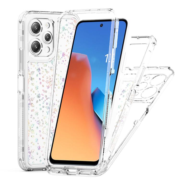 For Redmi 12 5G / 4G Transparent Acrylic Laser Paper Phone Case