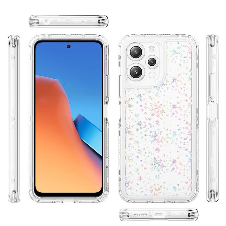 For Redmi 12 5G / 4G Transparent Acrylic Laser Paper Phone Case