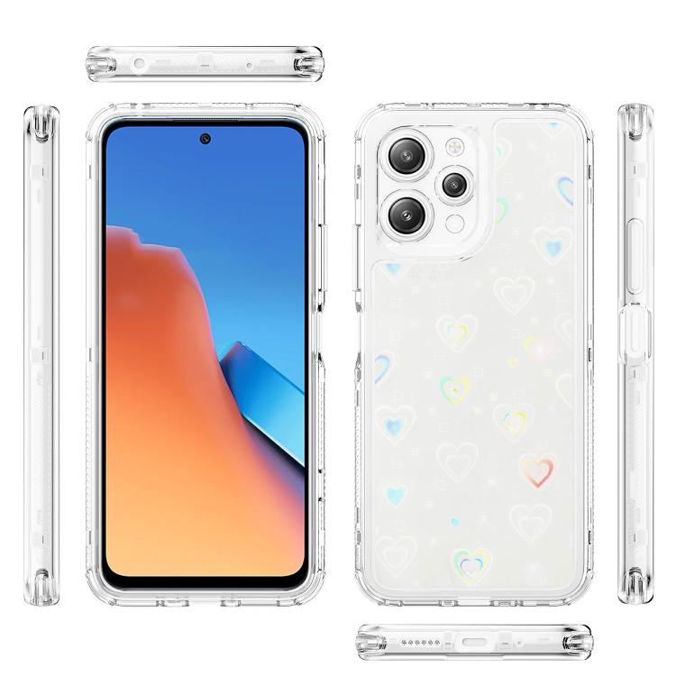 For Redmi 12 5G / 4G Transparent Acrylic Laser Paper Phone Case