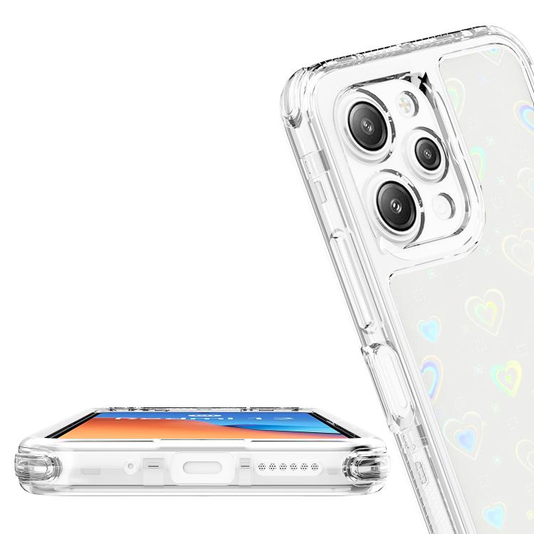 For Redmi 12 5G / 4G Transparent Acrylic Laser Paper Phone Case