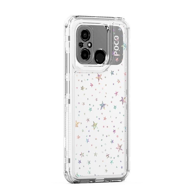For Xiaomi Poco C55 / Redmi 12C Transparent Acrylic Laser Paper Phone Case