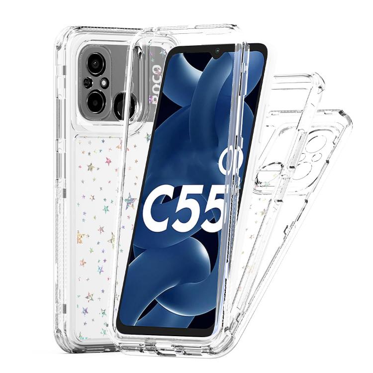 For Xiaomi Poco C55 / Redmi 12C Transparent Acrylic Laser Paper Phone Case