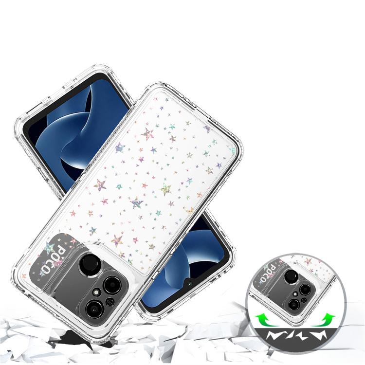 For Xiaomi Poco C55 / Redmi 12C Transparent Acrylic Laser Paper Phone Case