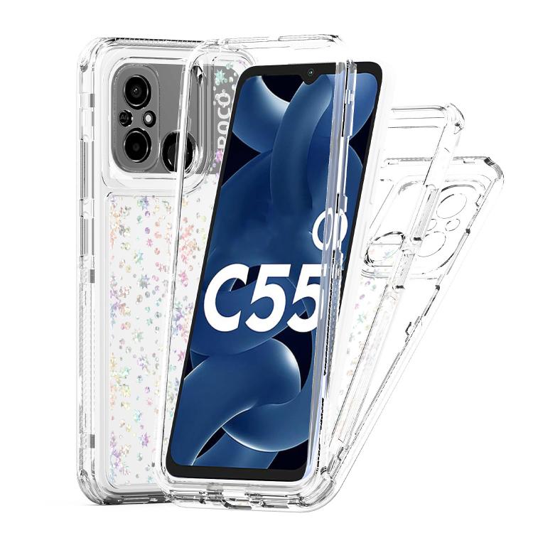 For Xiaomi Poco C55 / Redmi 12C Transparent Acrylic Laser Paper Phone Case