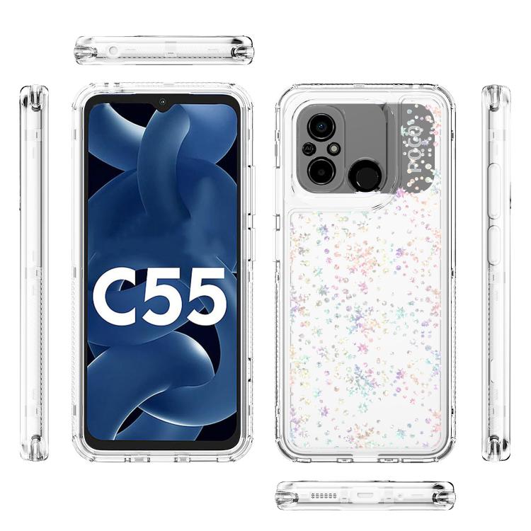 For Xiaomi Poco C55 / Redmi 12C Transparent Acrylic Laser Paper Phone Case