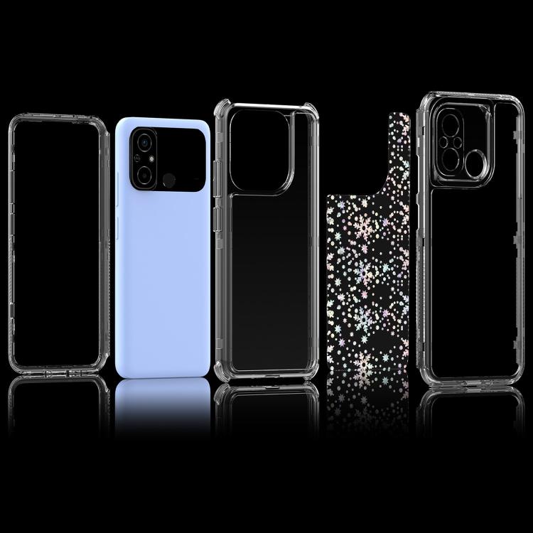 For Xiaomi Poco C55 / Redmi 12C Transparent Acrylic Laser Paper Phone Case