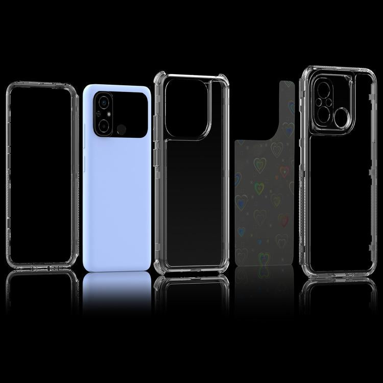 For Xiaomi Poco C55 / Redmi 12C Transparent Acrylic Laser Paper Phone Case