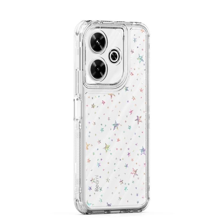 For Redmi 13 4G Transparent Acrylic Laser Paper Phone Case