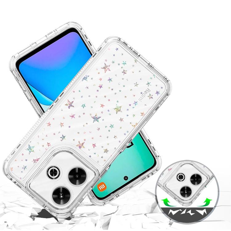 For Redmi 13 4G Transparent Acrylic Laser Paper Phone Case