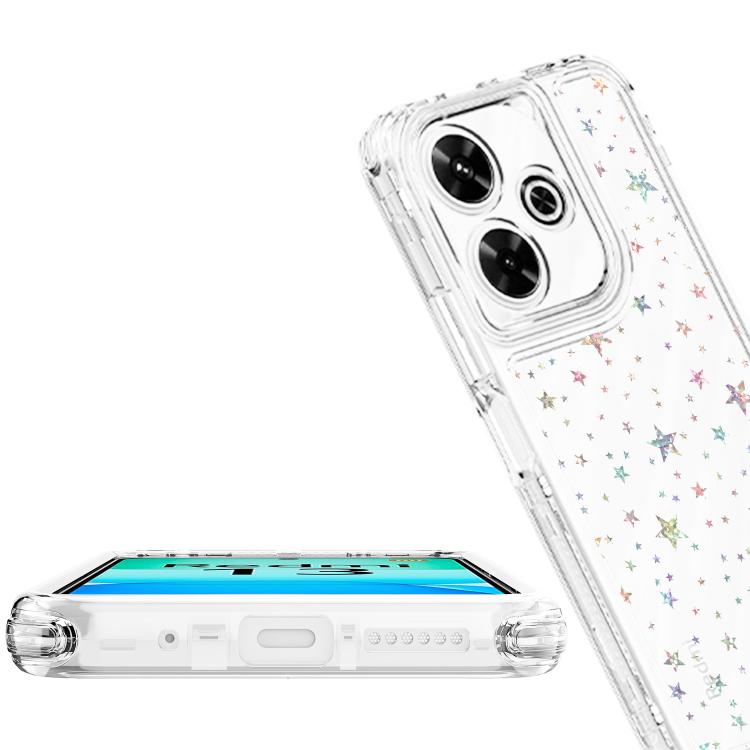 For Redmi 13 4G Transparent Acrylic Laser Paper Phone Case