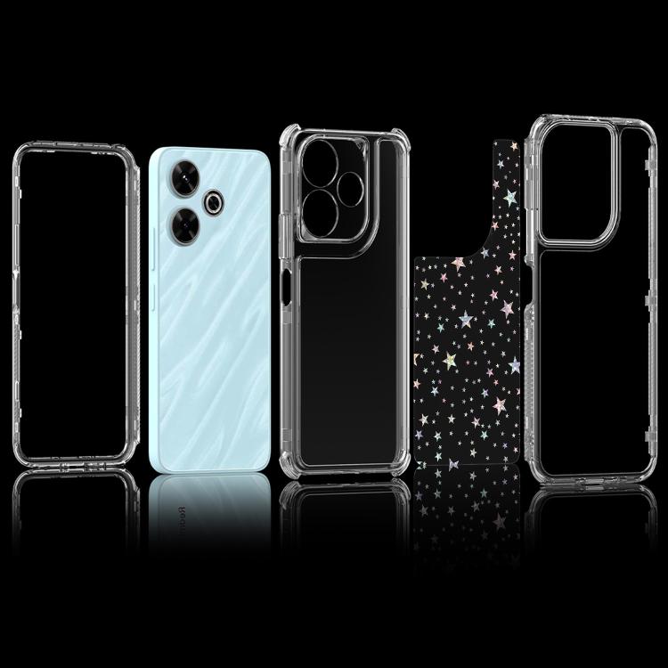 For Redmi 13 4G Transparent Acrylic Laser Paper Phone Case