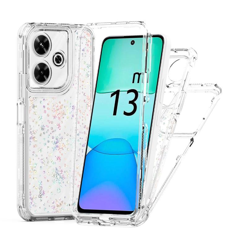 For Redmi 13 4G Transparent Acrylic Laser Paper Phone Case