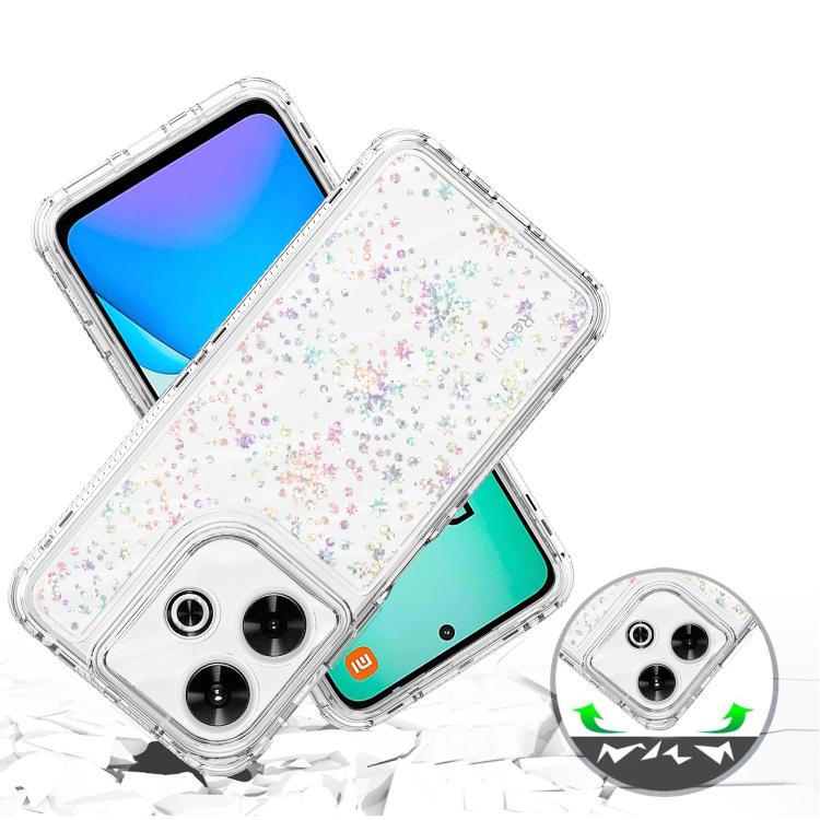 For Redmi 13 4G Transparent Acrylic Laser Paper Phone Case