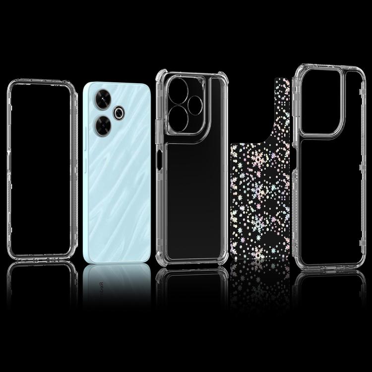 For Redmi 13 4G Transparent Acrylic Laser Paper Phone Case