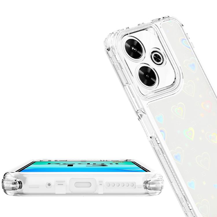 For Redmi 13 4G Transparent Acrylic Laser Paper Phone Case