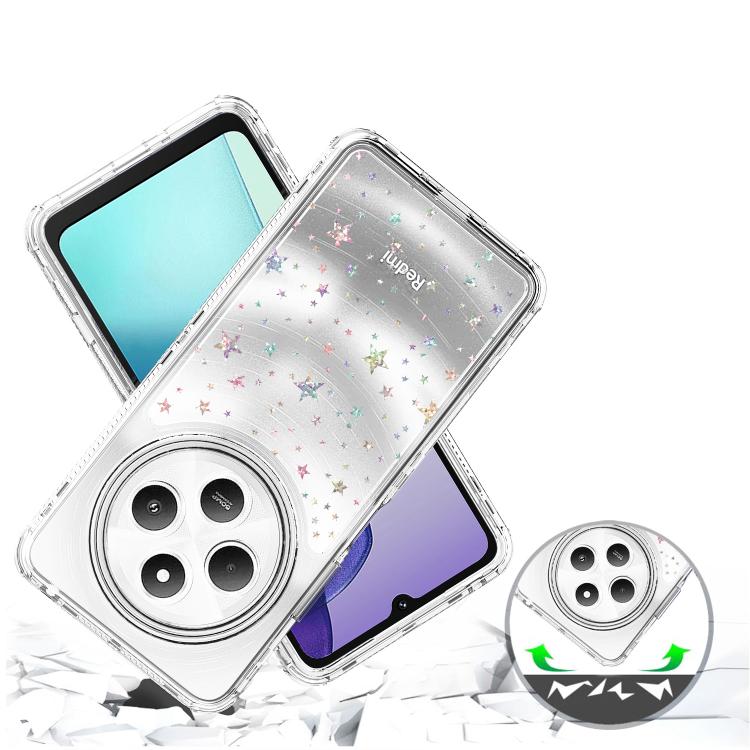 For Redmi 14C 4G / A4 5G India Transparent Acrylic Laser Paper Phone Case