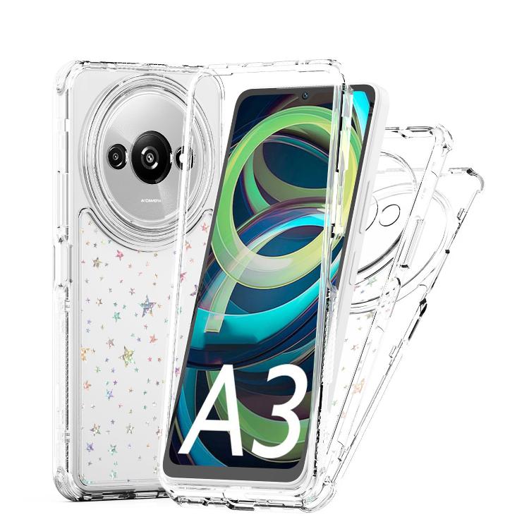 For Redmi A3 4G Transparent Acrylic Laser Paper Phone Case
