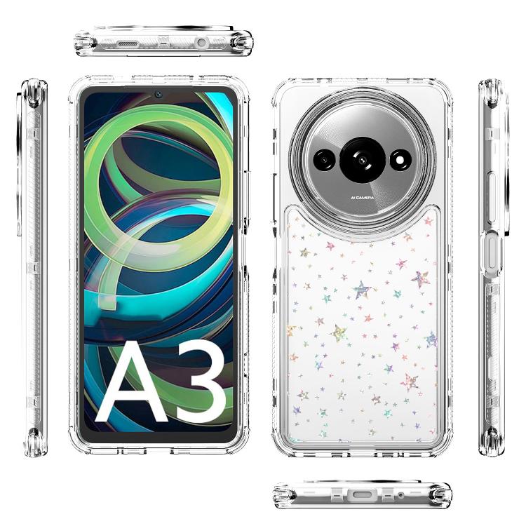 For Redmi A3 4G Transparent Acrylic Laser Paper Phone Case