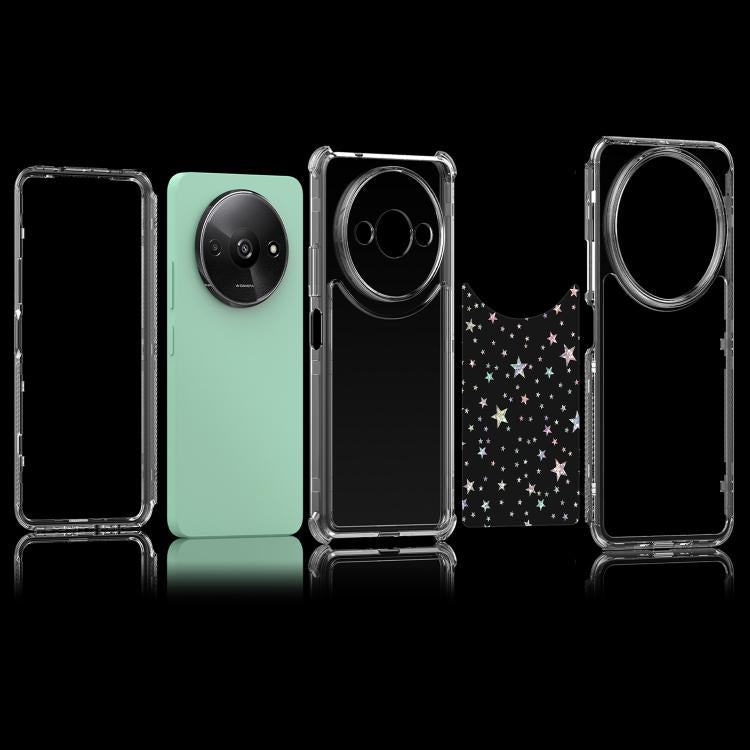For Redmi A3 4G Transparent Acrylic Laser Paper Phone Case