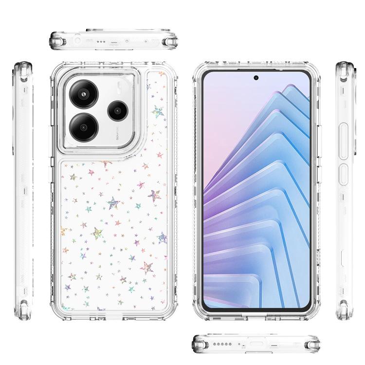 For Redmi Note 14 5G Transparent Acrylic Laser Paper Phone Case