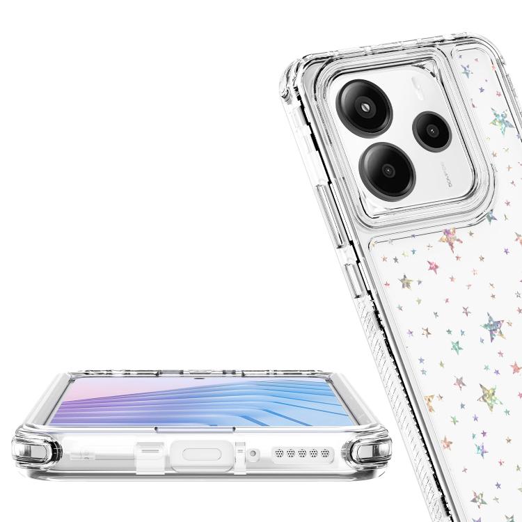 For Redmi Note 14 5G Transparent Acrylic Laser Paper Phone Case