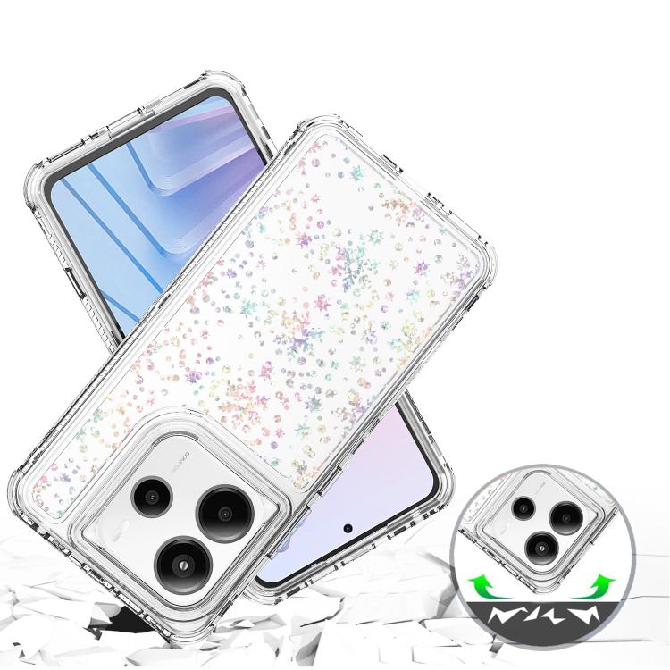 For Redmi Note 14 5G Transparent Acrylic Laser Paper Phone Case