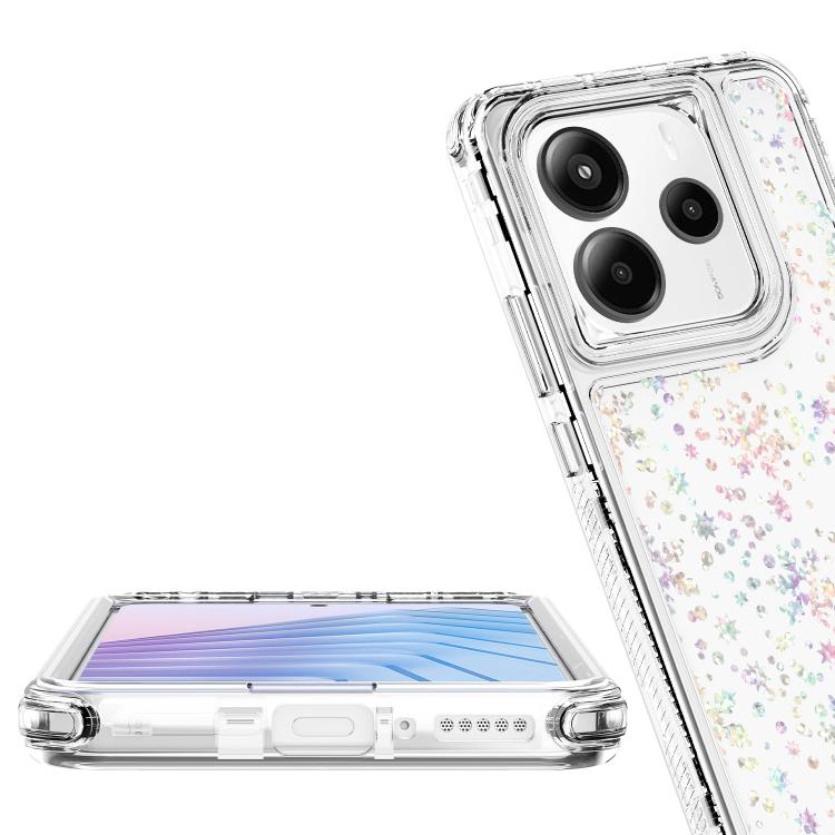 For Redmi Note 14 5G Transparent Acrylic Laser Paper Phone Case