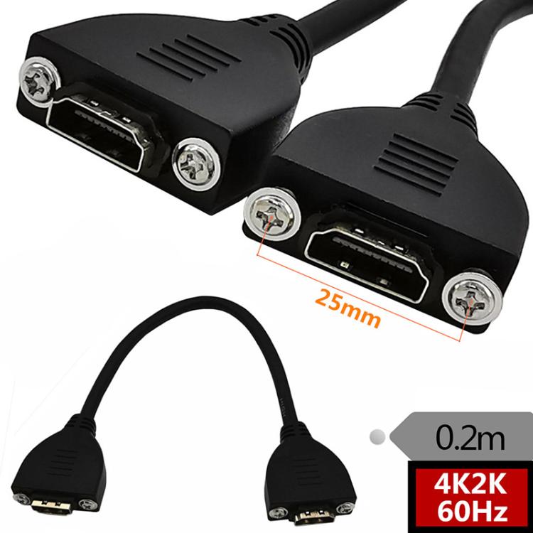 4K 60HZ 2.0 Version HDMI Male to Female Fixed Extension Cable with Screw Holes, Length:0.2m