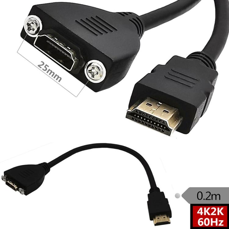 4K 60HZ 2.0 Version HDMI Male to Female Fixed Extension Cable with Screw Holes, Length:0.2m