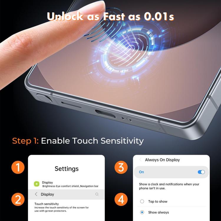 For Samsung Galaxy S24+ 5G Kalebol 10pcs High-Aluminum Semi-Screen Anti-Fingerprint HD Tempered Glass Film