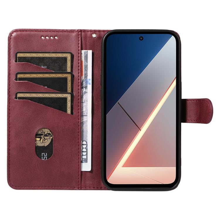 For Xiaomi Poco M7 4G 169mm T-type Stitch Leather Phone Case