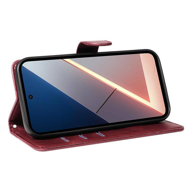 For Xiaomi Poco M7 4G 169mm T-type Stitch Leather Phone Case
