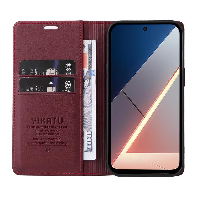 For Xiaomi POCO M7 4G 169mm YIKATU YK-001 Ultra-thin Strong Magnet Leather Phone Case