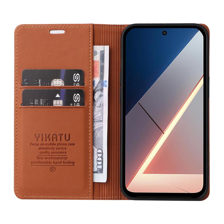 For Xiaomi POCO M7 4G 169mm YIKATU YK-001 Ultra-thin Strong Magnet Leather Phone Case