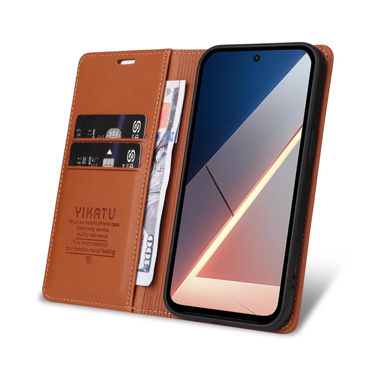 For Xiaomi POCO M7 4G 169mm YIKATU YK-001 Ultra-thin Strong Magnet Leather Phone Case