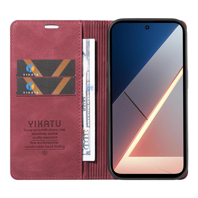 For Xiaomi POCO M7 4G 169mm YIKATU YK-004 Skin Feel Gen2 Strong Magnet Leather Phone Case