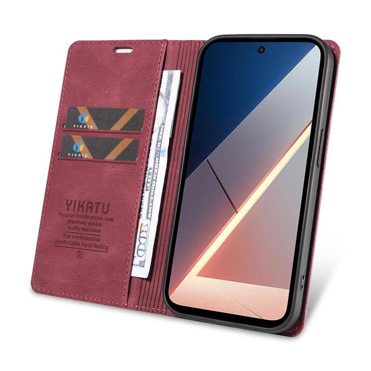 For Xiaomi POCO M7 4G 169mm YIKATU YK-004 Skin Feel Gen2 Strong Magnet Leather Phone Case