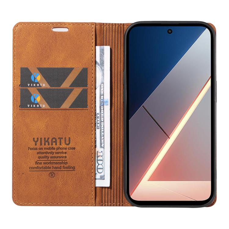 For Xiaomi POCO M7 4G 169mm YIKATU YK-004 Skin Feel Gen2 Strong Magnet Leather Phone Case
