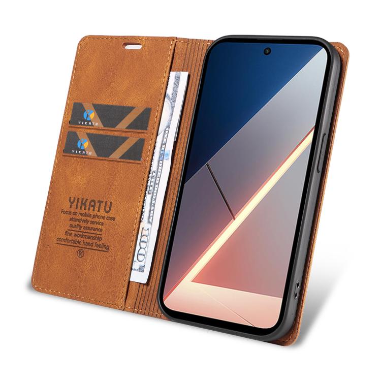 For Xiaomi POCO M7 4G 169mm YIKATU YK-004 Skin Feel Gen2 Strong Magnet Leather Phone Case