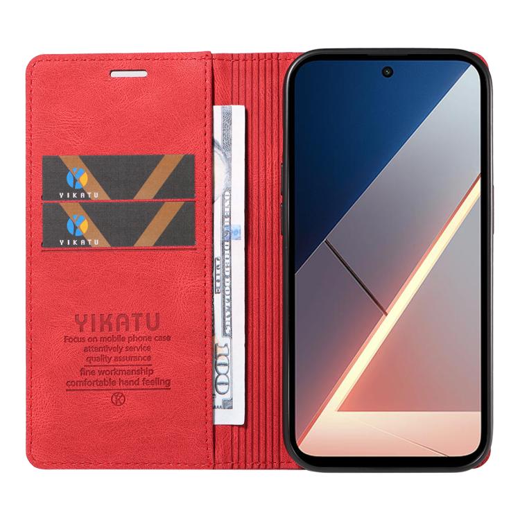 For Xiaomi POCO M7 4G 169mm YIKATU YK-004 Skin Feel Gen2 Strong Magnet Leather Phone Case