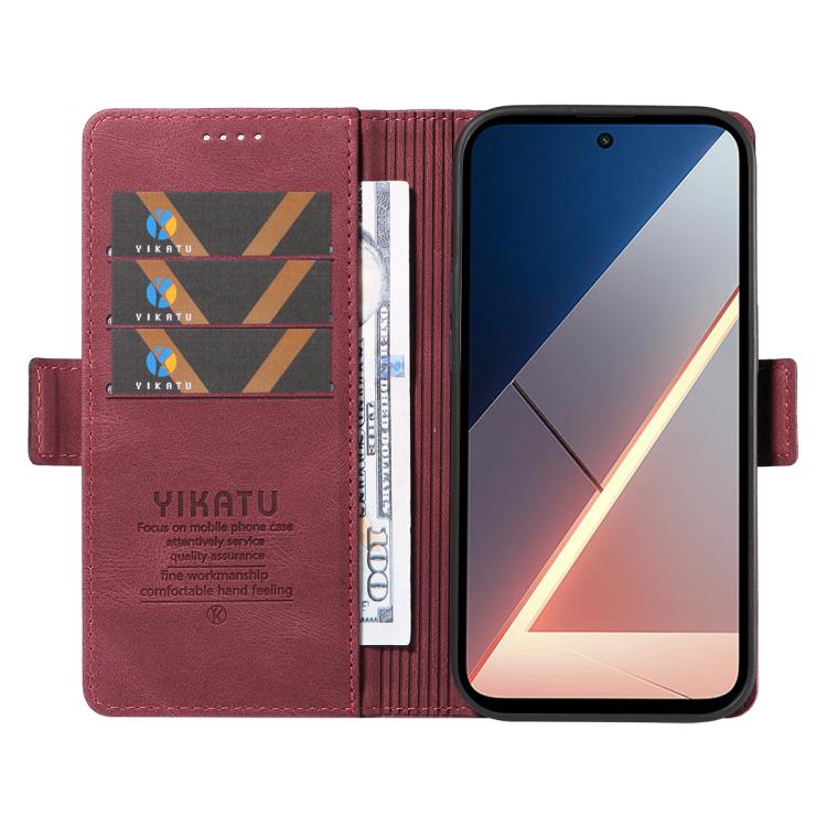 For Xiaomi POCO M7 4G 169mm YIKATU YK-005 Skin Feel Gen2 Side Buckle Leather Phone Case