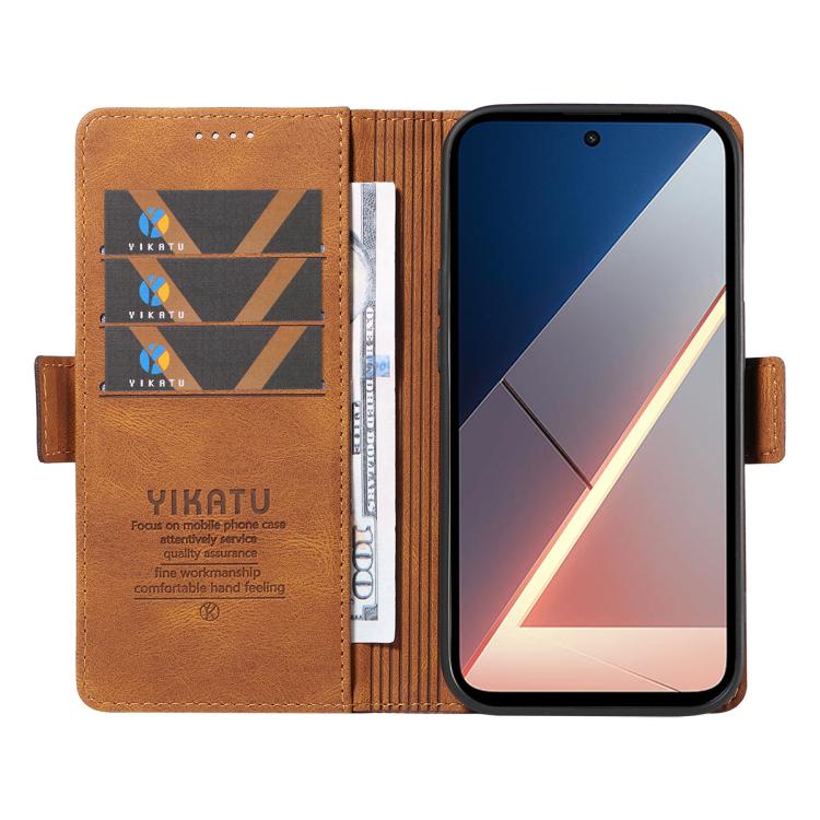 For Xiaomi POCO M7 4G 169mm YIKATU YK-005 Skin Feel Gen2 Side Buckle Leather Phone Case