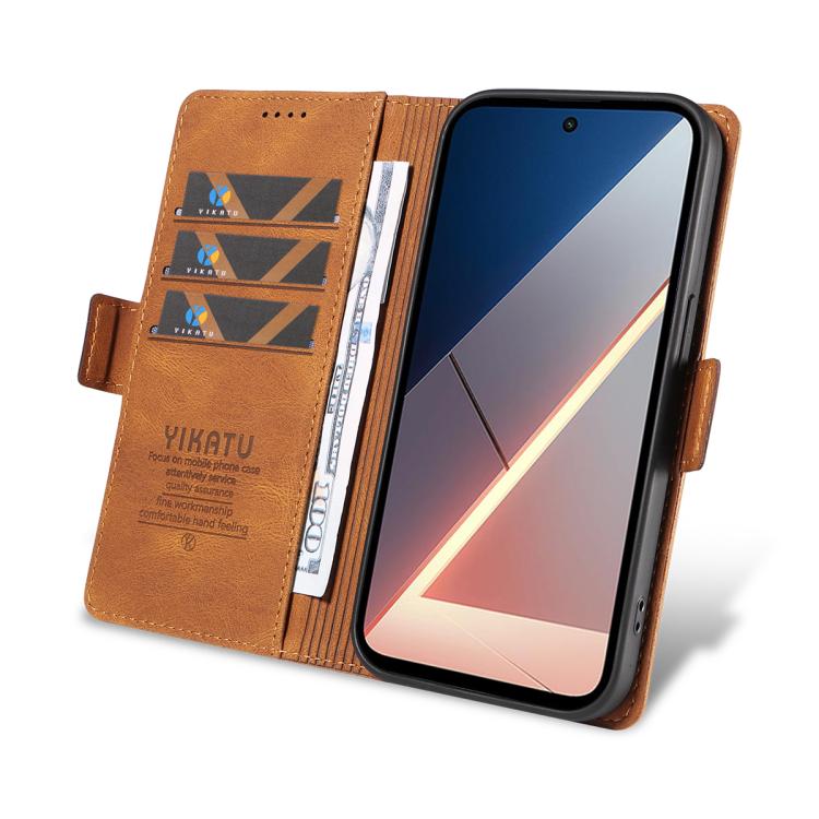 For Xiaomi POCO M7 4G 169mm YIKATU YK-005 Skin Feel Gen2 Side Buckle Leather Phone Case