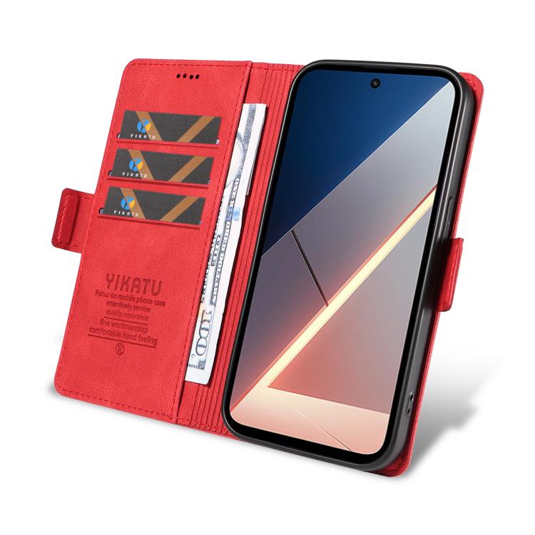 For Xiaomi POCO M7 4G 169mm YIKATU YK-005 Skin Feel Gen2 Side Buckle Leather Phone Case