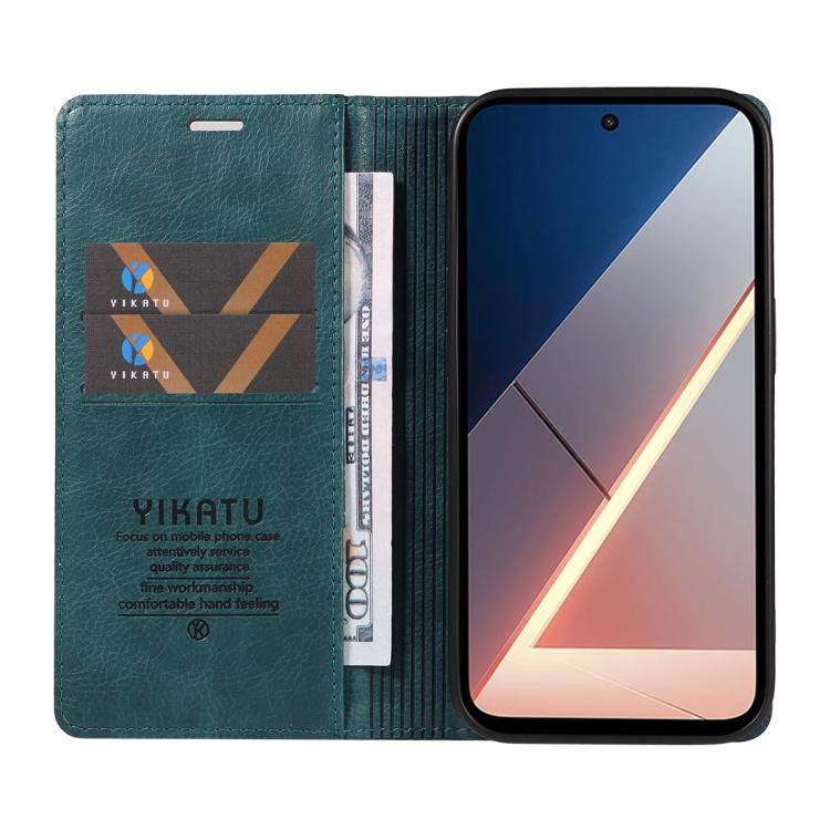 For Xiaomi POCO M7 4G 169mm YIKATU YK-006 Litchi Texture Ultra-thin Strong Magnet Leather Phone Case