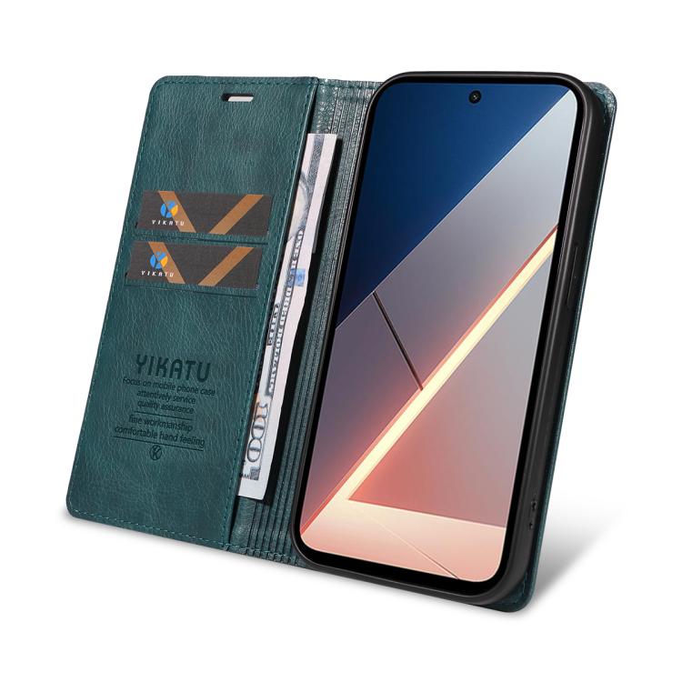 For Xiaomi POCO M7 4G 169mm YIKATU YK-006 Litchi Texture Ultra-thin Strong Magnet Leather Phone Case
