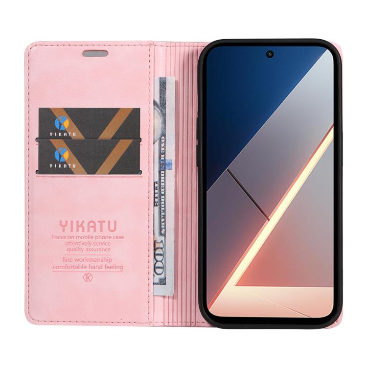 For Xiaomi POCO M7 4G 169mm YIKATU YK-006 Litchi Texture Ultra-thin Strong Magnet Leather Phone Case